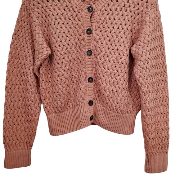 THE GREAT. Pink Cable Knit Cardigan - Picture 3 of 11